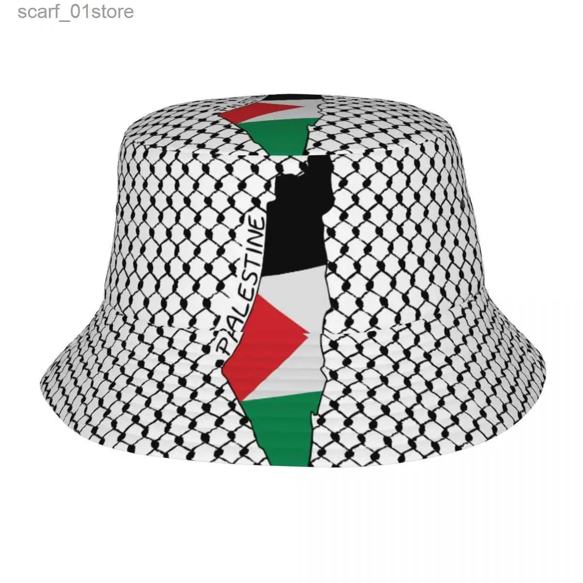 Wide Brim Hats Bucket Hats Palestine Flag M Palestinian Kufiya Hatta Bucket Hat Spring Headwear Keffiyeh Fishing Cs for Outdoor Unisex Session HatsL231216