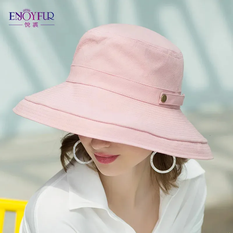 Scarves ENJOYFUR Summer Cotton Sun Hats For Women Wide Brim And Breathable  Bucket Hats Youth Fashion Caps 231215