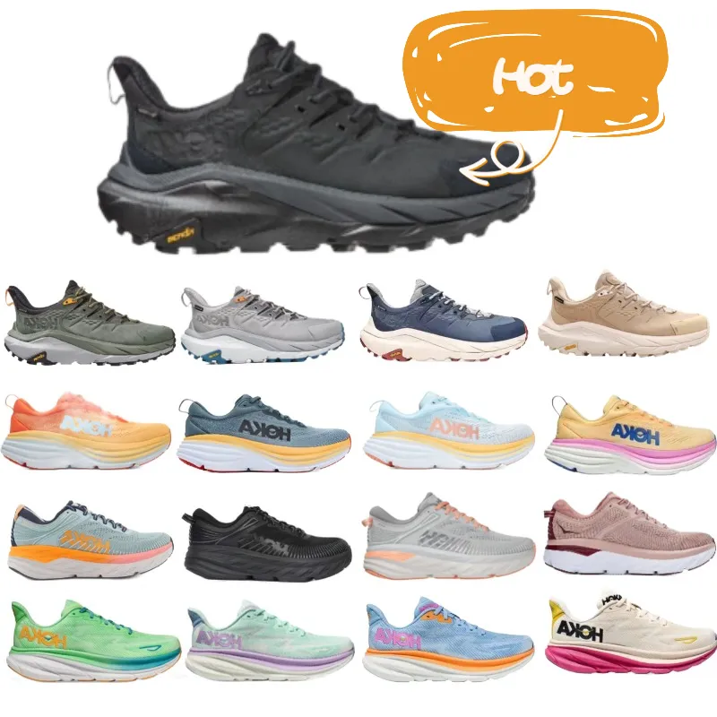 Hoka Hiking shoes Outdoor men Shoes Low Top Hiking Shoes Kaha 2 Gtx bondi 8 clifton 9 Leather Shock Absorbing Waterproof Support Mountaineering Running Shoes