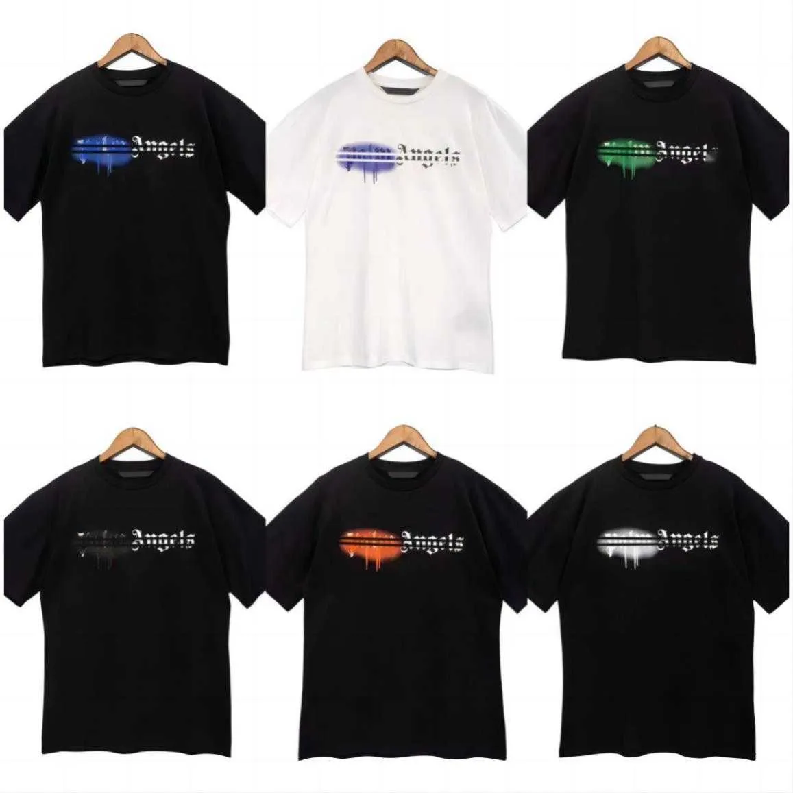 2023 Yaz Erkek Palm Tişört Graffiti T-shirt Palms Angels City Tasarımcı Limited Mürekkep Jet Graffiti Mektubu Baskı Erkek Kadın Melekleri Tişört Angles Tees Hy7