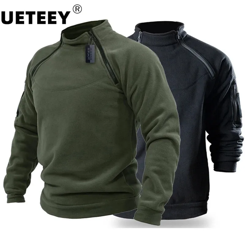 Hunting Jackets US SWAT Mens Tactical Outdoor Polar Fleece Jacket Hunting Clothes Warm Zipper Pullover Man Windproof Coat Thermal Hiking Sweater 231215