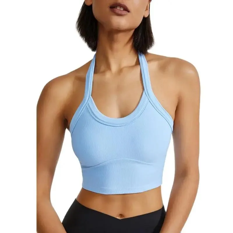 Set Top Women Bra Ribbed Gym Yoga Halter Sports Bra Sexy Backless Cropped  Bralette Workout Tops Strapless Underwear Fitness Clothing From Zcdsk,  $18.37