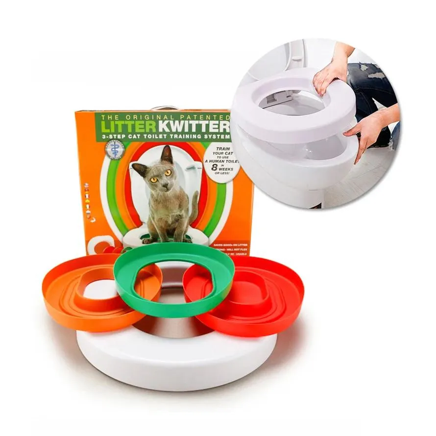 Accessori Miglior kit di addestramento per toilette per gatti in plastica Cassetta per lettiera Tappetino per lettiera per gatti Tappetino per lettiera per gatti Addestratore per toilette per gatti Prodotto per addestramento per gatti per la pulizia degli animali domestici