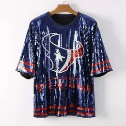 Beanies Women's T-shirt High Quality Football Jersey Cheerleading Team Shirt Large Size Sequin