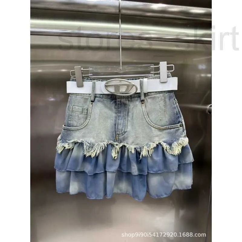 Faldas Diseñador verano nuevo diseño de nicho marca de moda denim patchwork malla irregular moda versátil media falda YISL