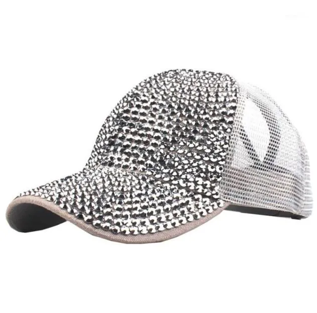 Kadın Şapka Yaz Kadınlar Rhinestone Şapka Kadın Beyzbol Kapağı Nefes Alabilir Ağ Bling Diamond Erkek Beyzbol Kapağı Casquette Homme A819076666