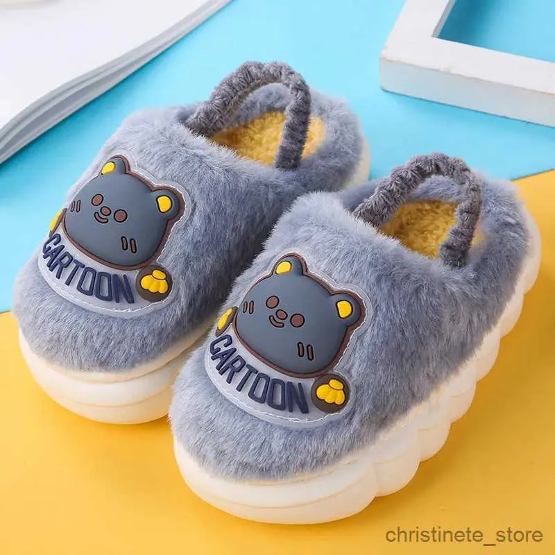 Slipper Panuflas Kid Kapcieczki Zima nowe komfort dom Home Gril Boy But Hal Anti-Skid Cotton Shut Cartoon Cute Girl But Kappers Kobieta R231216