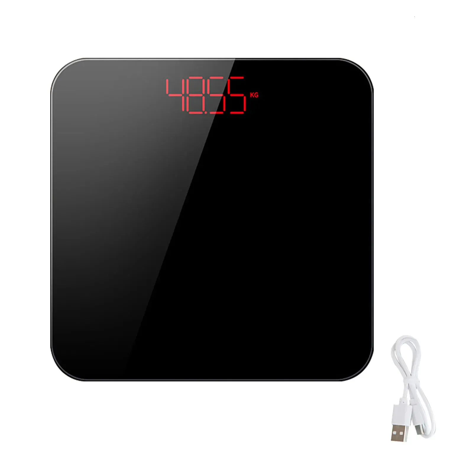 Hushållsskalor Lätt hem Gym Slim USB uppladdningsbar 180 kg härdad glas kroppsvikt praktisk digital display universal badrum skala 231215