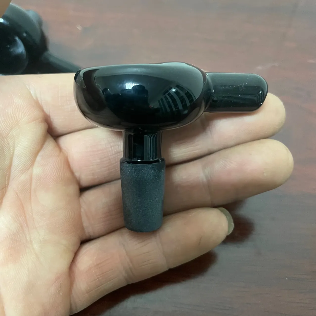 Hög borosilikat Pyrex 14mm Pure Black Gun Pipe Bong Accessories rök nagel hink