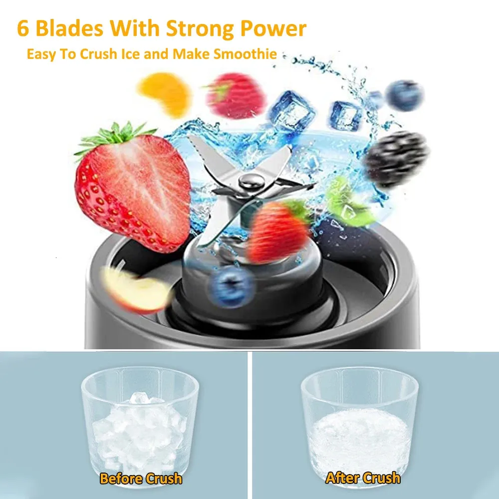 Draagbare Blender - Persoonlijke Sapcentrifuge Voor Shakes En Smoothies 500 Ml Elektrische Eiwitshakerfles Met Geisoleerde Mouw Reisdeksel Oplaadbaar Met Usb C Aansluiting Kleine Mini Blenderbeker
