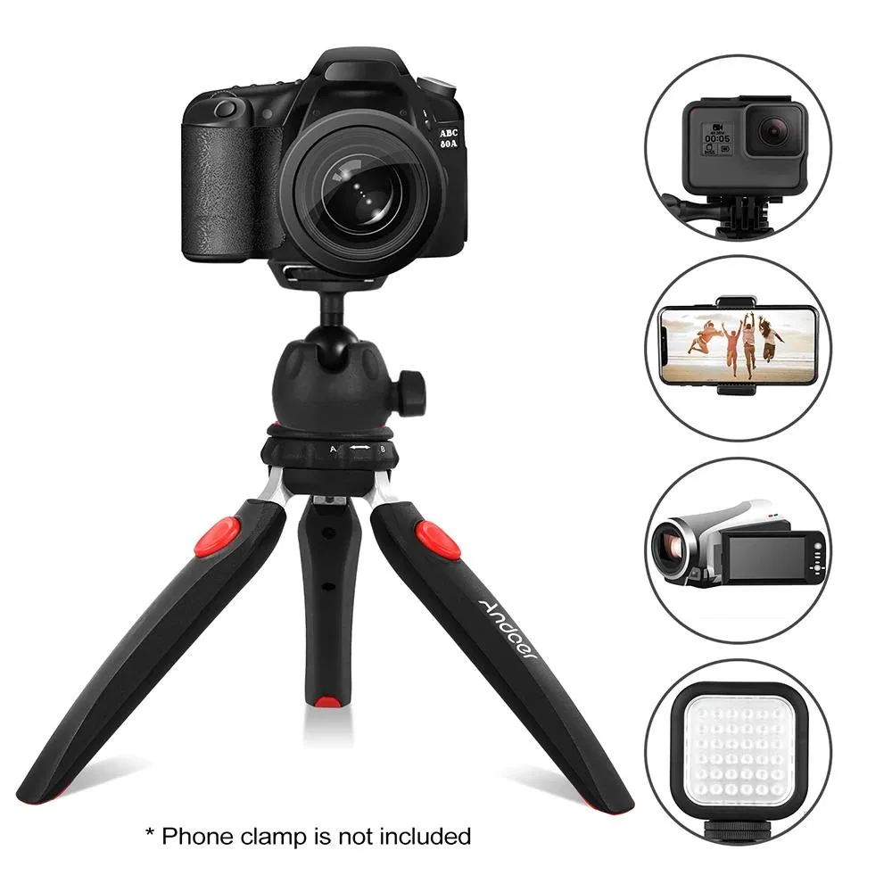 Uchwyty Andoer Mini Staretop Tripod Camera Tripod Portable Składany ze śrubą montażową 1/4 "dla kamer DSLR/