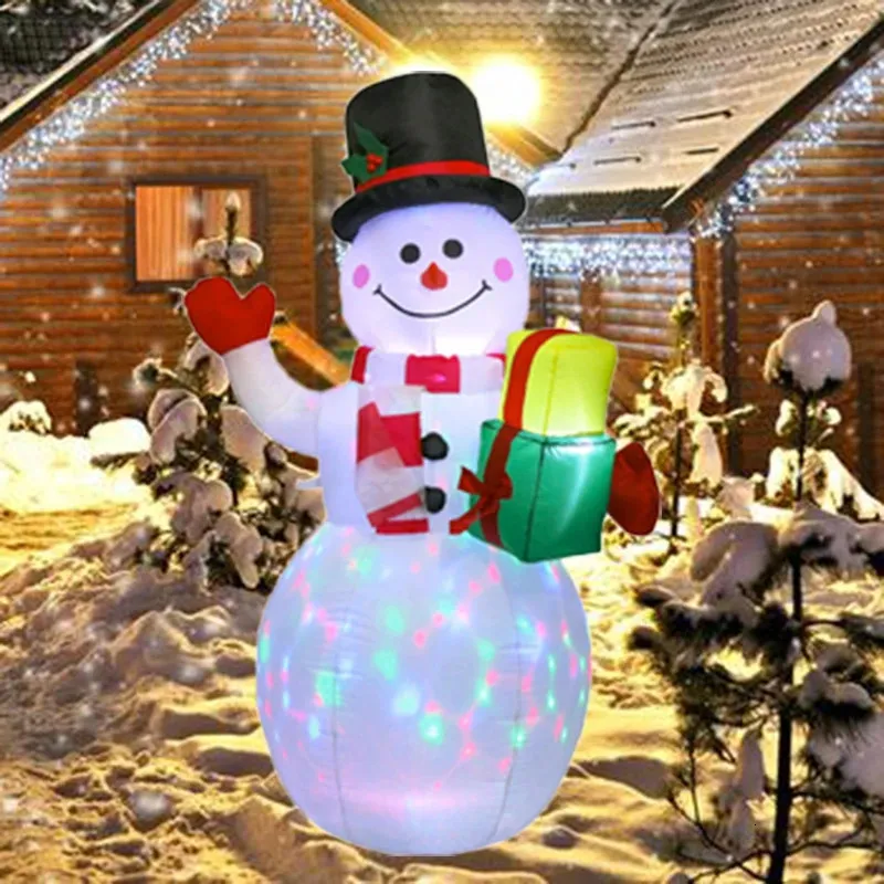 Decorazioni natalizie Pupazzo di neve gonfiabile da 15 m Colore incorporato Luci a LED rotanti Ornamento Festa di Natale Anno Decorazione per cortile esterno per interni 231216