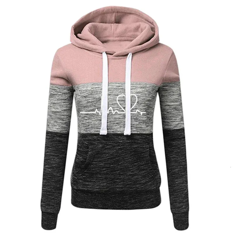 Mulheres Hoodies Moletons Outono Inverno Quente Lã Manga Longa Hoodie Moda Slim Fit Moletom Senhoras Casual Cor Correspondência Ao Ar Livre Pulôver 231215