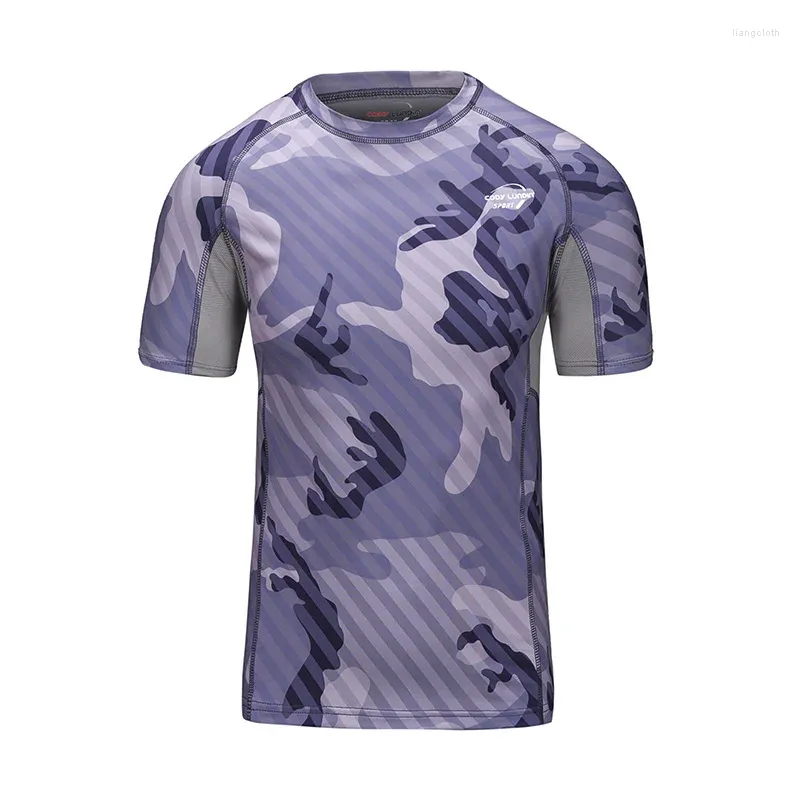 Herren T-Shirts Sommer Camouflage Kurzarm T-Shirt Volldruck Kompression Männer Shirt Laufen Fitness Sport Atmungsaktiv