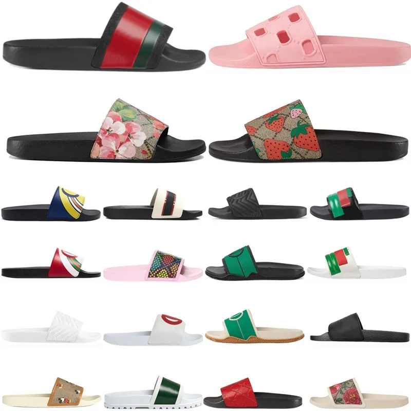 Web Slides Sandal slippers Flat Bloom Tiger Women Rubber Leather Pink Red Green black white floral Strawberry print slide Canvas Rubber flowers Summer Striped