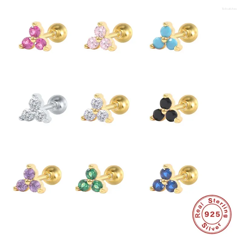 Brincos de garanhão S925 prata esterlina triângulo geométrico diamante cor piercing para mulheres vintage mini moda jóias