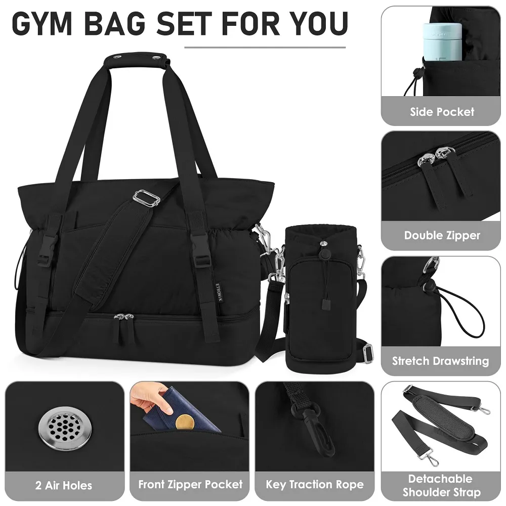 Duffel Bags Yoga Mat Bag With Water Bottle Bag Weekender Overnight Bag With  Shoe Compartment Wet Pocket Travel Duffle Bags From Bag_wallet97, $11.34