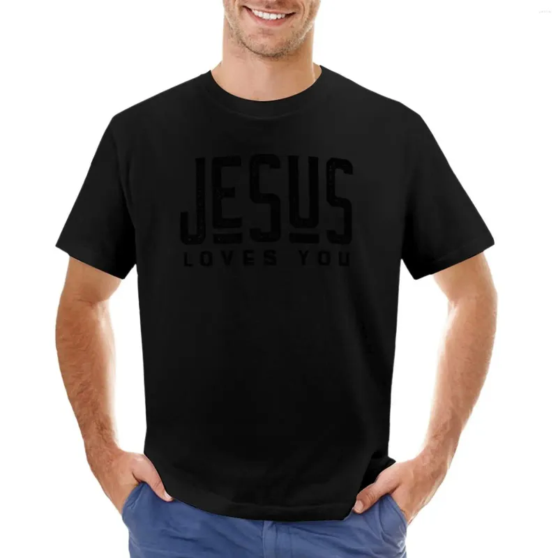Herrtankstoppar Jesus älskar dig - kristen bibelvers t -shirt sommargrafik t skjortor män roliga