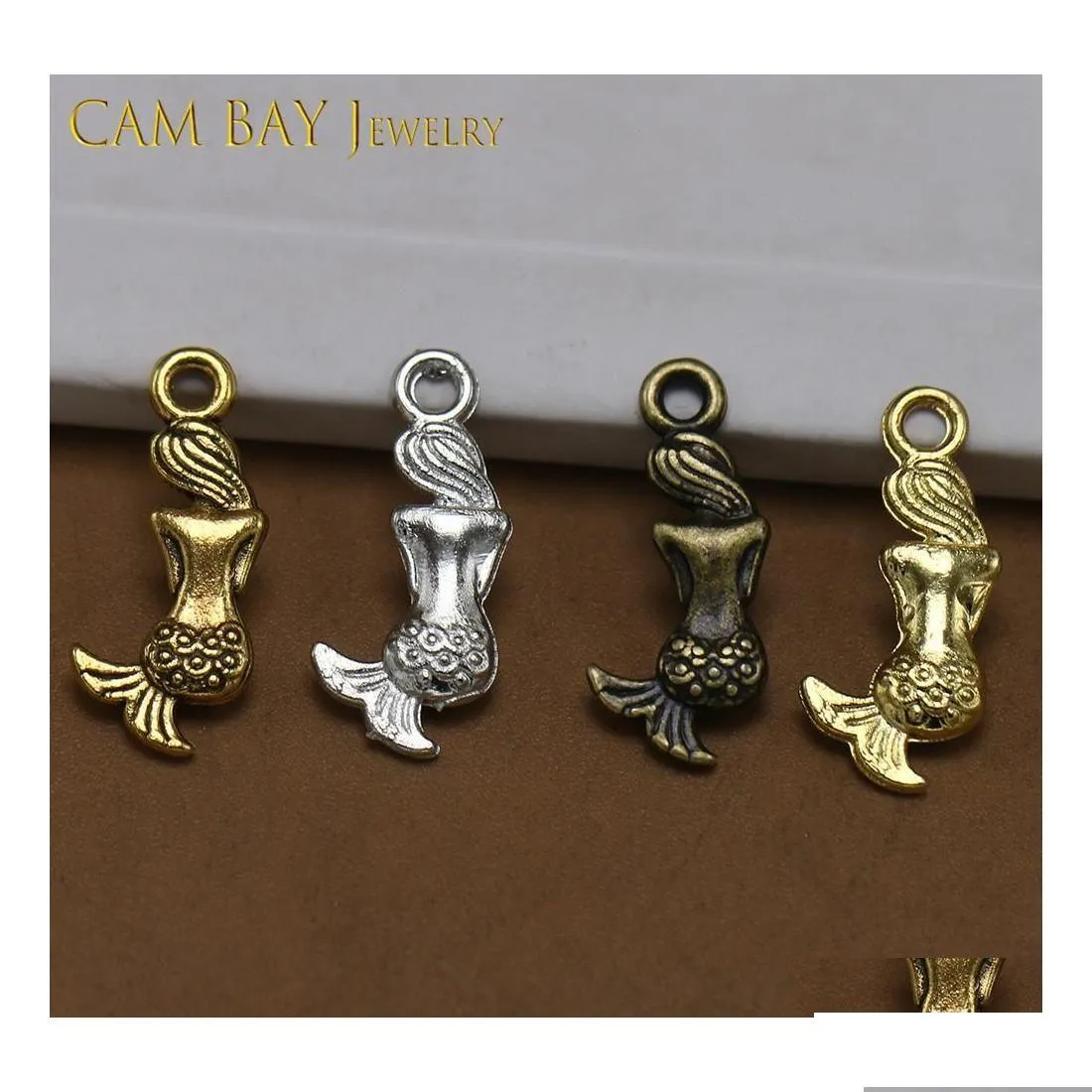 Arts And Crafts 200Pcs 4Colors 20X4Mm Alloy Mermaid Charms Metal Pendants For Diy Necklace Bracelets Jewelry Making Handmade Drop De Dhvwr