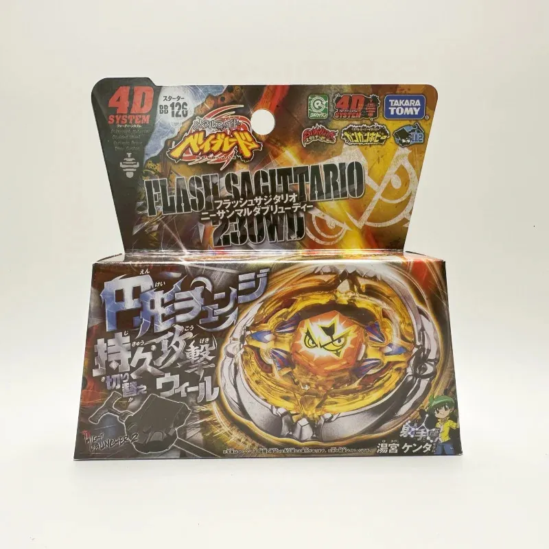 4D Beyblades Tomy Beyblade Metal Battle Fusion Top BB126 FLASH SAGITTARIO 230WD 4D MET Licht Launcher 231215