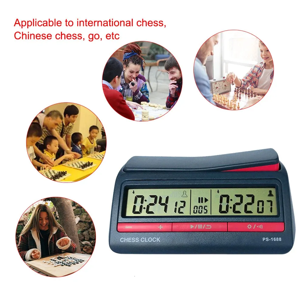 Jogos de xadrez StopWatch Board Relógio Profissional de xadrez Digital Bateria de plástico Plástico Multifuncional leve para o treinamento de ensino 231215