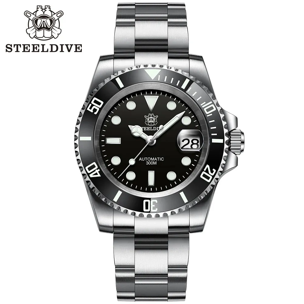 Wristwatches SD1953 Selling Ceramic Bezel 41mm Steeldive 30ATM Water Resistant NH35 Automatic Mens Dive Watch Reloj 231216