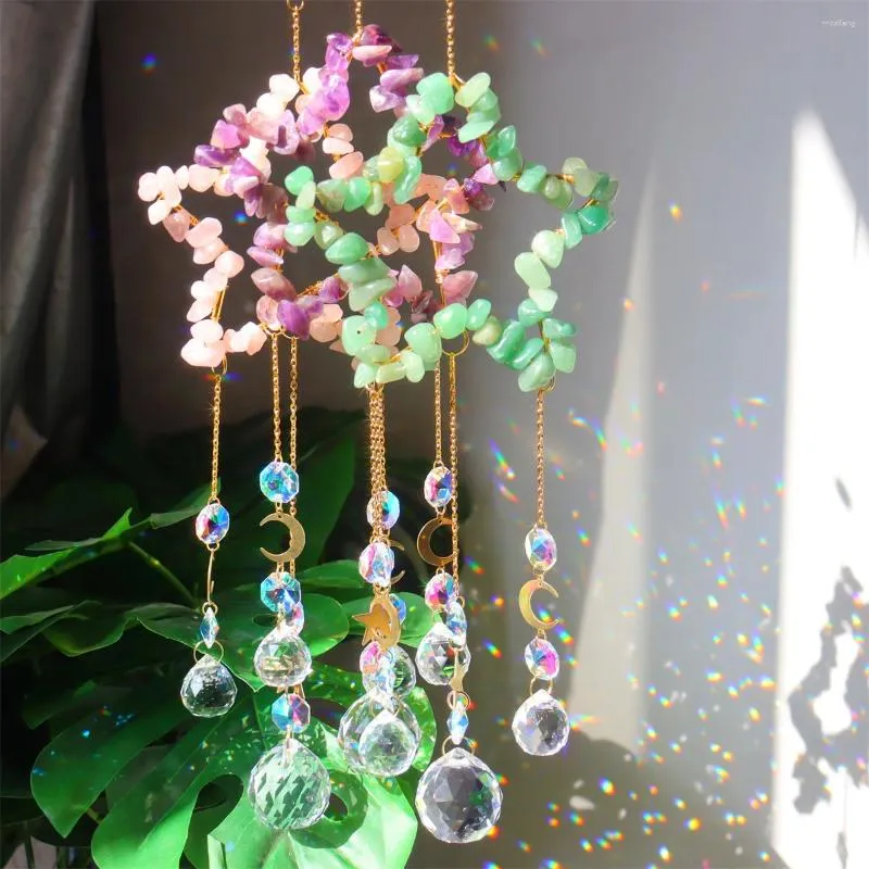 Garden Decorations Star Sun Catcher Wind Pendants Crystal Suncatcher Rainbow Maker Hanging Glass Prisms Light For Home