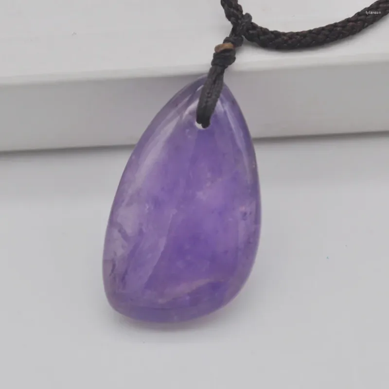 Pendant Necklaces Amethyst Stone Adjustable Nylon Rope Braid Necklace Jewelry For Woman Gift F450