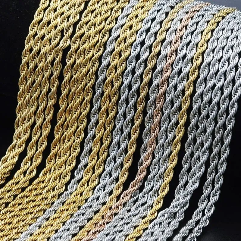 Kedjor Fyra färg Twisted Rope Chain Halsband Hip Hop Rapper 3mm rostfritt stål Choker Minimalistiska halsbandsmycken för män