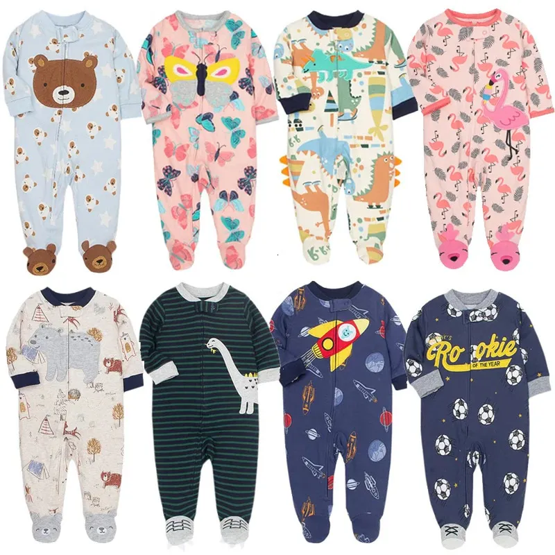 Strampler 2023 Babykleidung Reißverschluss Baumwollbezug Alle geborenen Jungen Overall Born Bebe Artikel Mädchen Outfit 0 12m Dinosaurier Löwe 231215