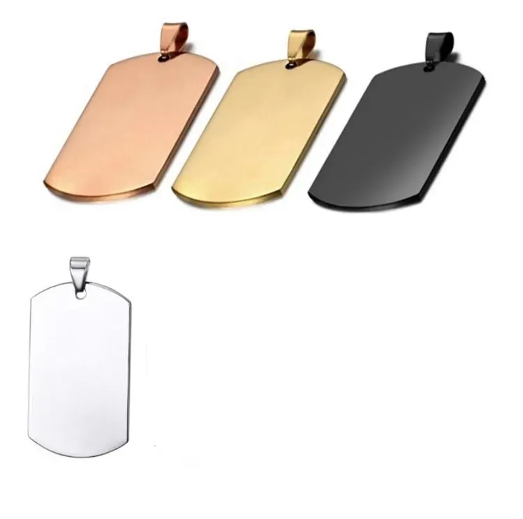 28x50mm Stainless Steel Dog Tag Military Army ID Stainless-Steel Name Blank Dogs Tags Pendant Rectangle Jewelry Pet Suplies