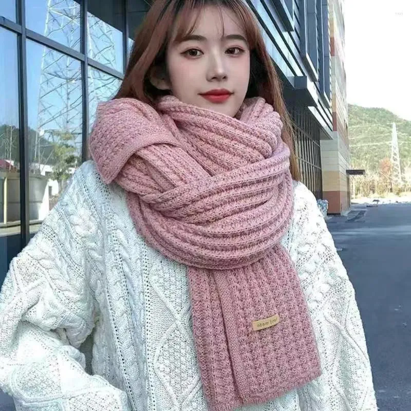 Scarves Woolen Knitting Scarf Knit Thick Outdoors Windproof Thermal Long Shawls Twist Crochet Knitted Neckerchief Couple