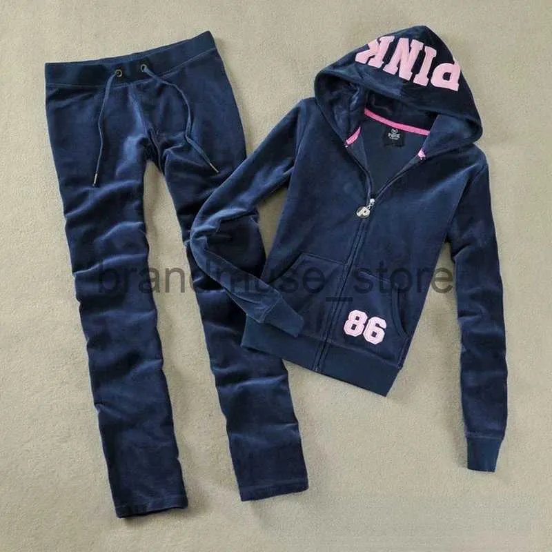 Dames tweedelige broek HOUZHOU Y2k fluwelen trainingspak dames roze letter patch velours hoodie en broek met rits sportkleding vintage trainingsset herfst J231216