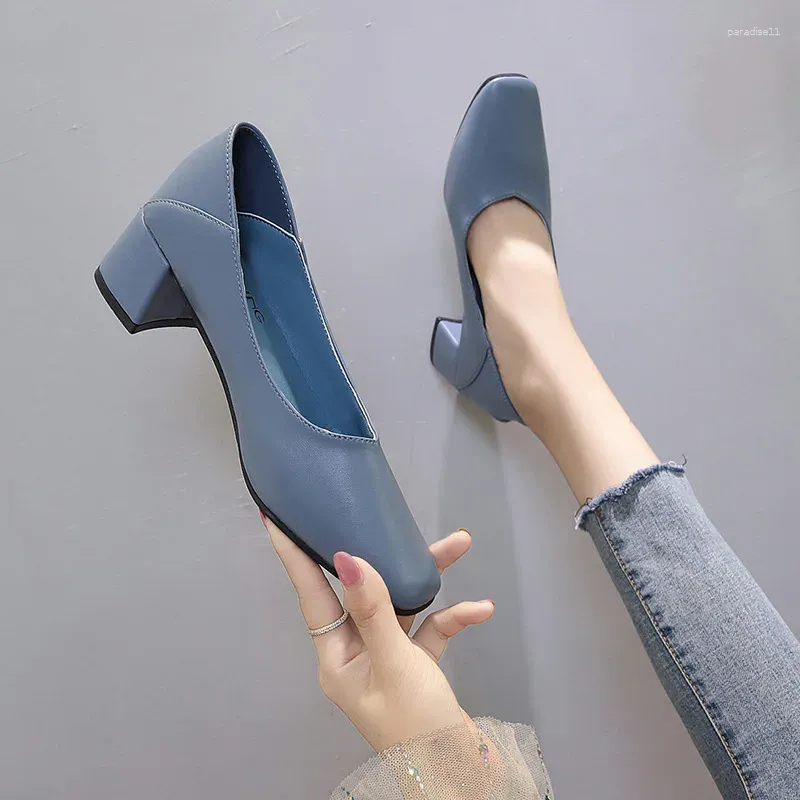 Sapatos de vestido Xihaha moda verão grosso menina salto alto sapato feminino boca rasa dedos quadrados sandálias mulher sneaker