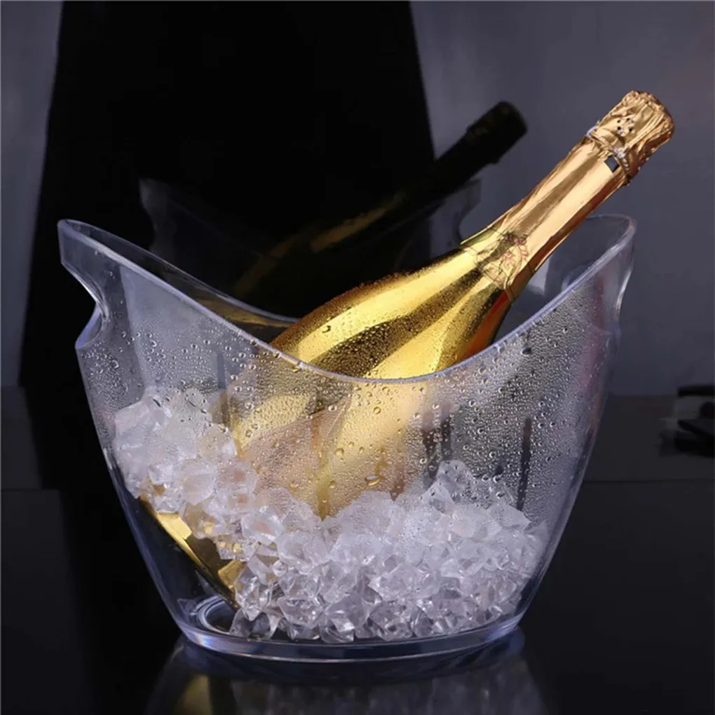 Portabottiglie da tavolo 4L Secchiello per il ghiaccio trasparente Champagne Birra Dispositivo di raffreddamento Portabottiglie per bevande Bar Uso domestico all'aperto 231216