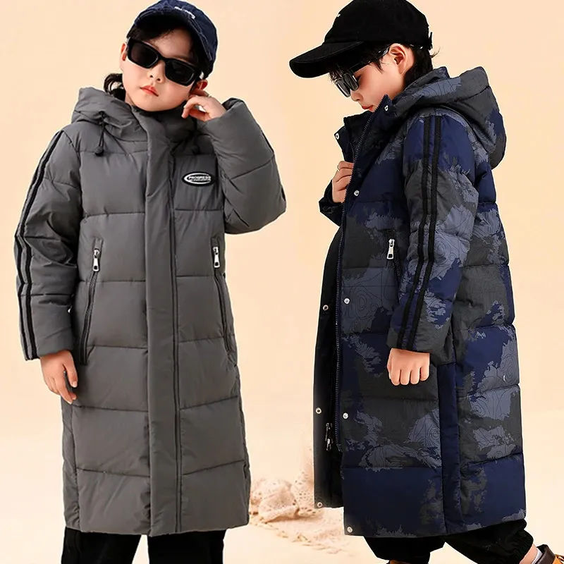 Vestes Garçons Veste D'hiver Chaud Enfants Manteau Long Épaissir Enfants Parkas Vêtements D'extérieur À Capuchon Vêtements Adolescents 4 14 Ans 231216