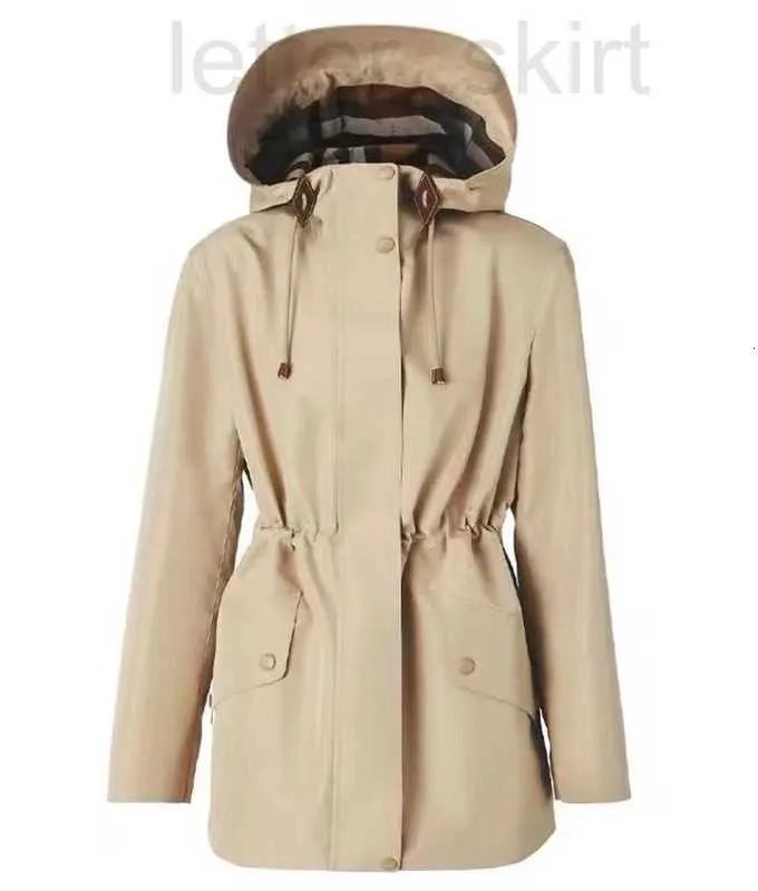 Women's Trench Coats designer Shop boutique early autumn new single breasted design exudes a slimming and functional cotton hooded trench coat XSYT