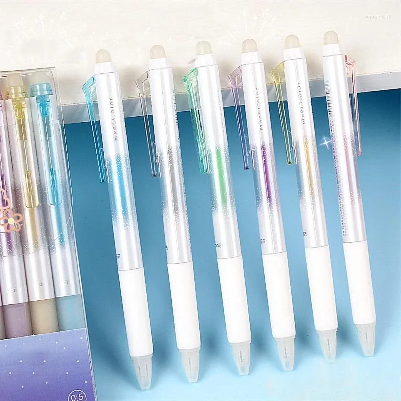 Penne gel cancellabili profumate Kawaii 0,5 mm Penna a sfera con glitter neutro inchiostro blu colorato per ufficio diario planner ufficiale