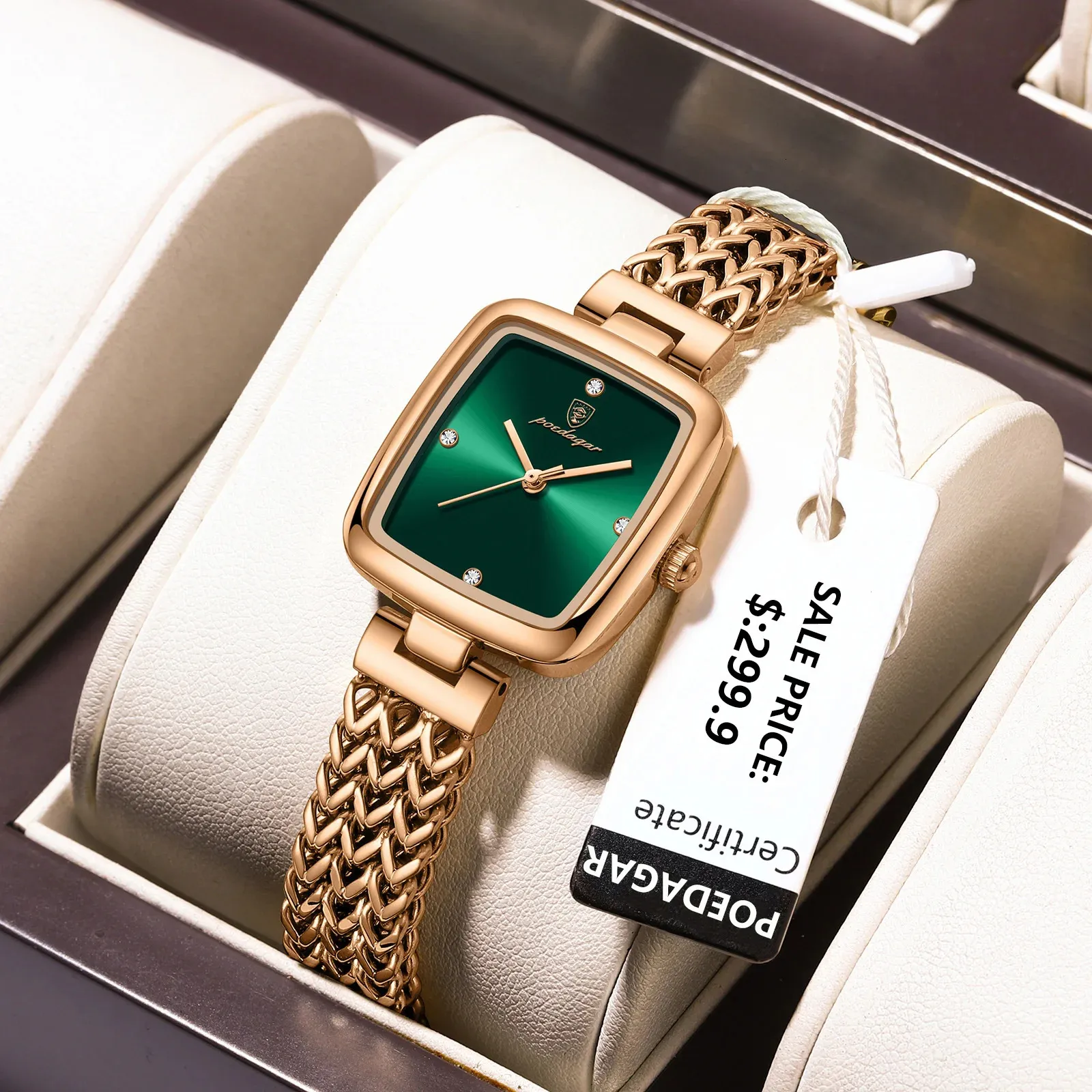 Montres-bracelets POEDAGAR Montre carrée de luxe pour femme étanche en acier inoxydable dames robe à quartz élégantes femmes montres mode reloj 231216