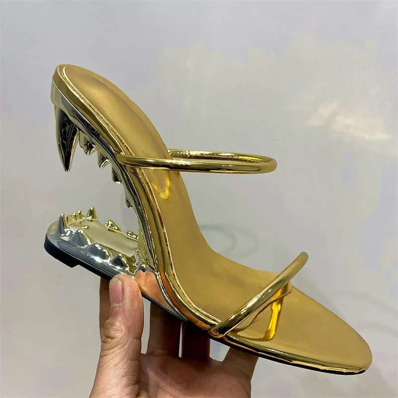 Сандалии 2023, женские туфли на странном каблуке из металла, дизайнерские женские туфли без шнуровки на высоком каблуке, 11 стилей, мода Zapatos Para Damas En Oferta 231216