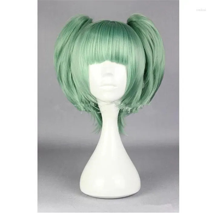 Articoli per feste Assassinio Aula Ansatsu Kyoushitsu Kayano Kaede Parrucca cosplay verde corta Capelli con coda di cavallo Chip A599