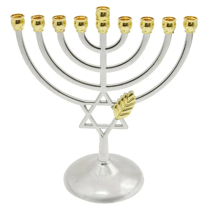 Bougeoirs Bougeoir pour Hanukkah Vintage classique géométrique chandelier support contient 9 bougies décor à la maison pour les événements banquets 231215