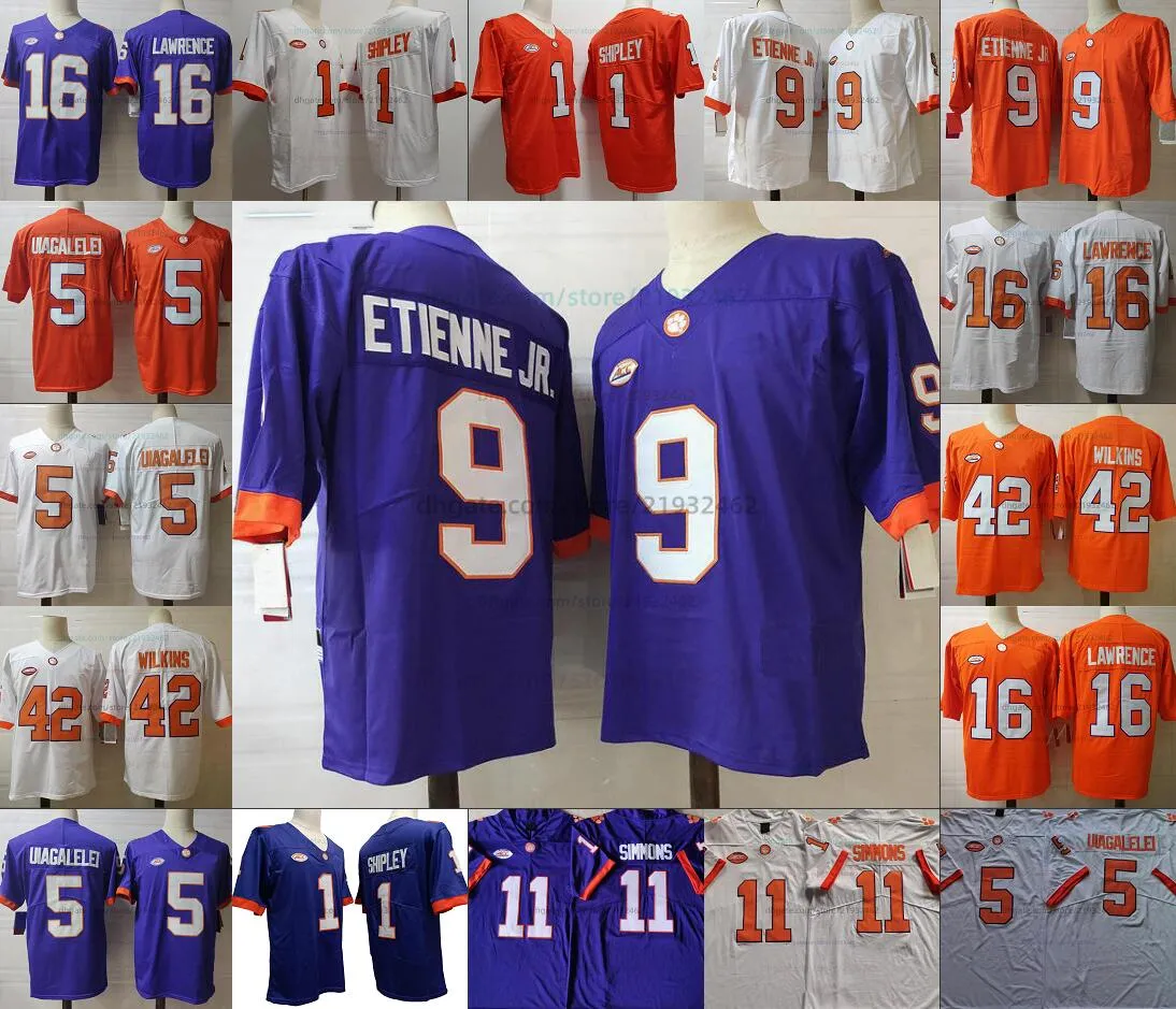 NCAA 1 Will Shipley Etienne Jr. Clemson Tigers zszyte koszulkę piłkarską college'u 2 Klubnik koszulkę 11 Simmons Jersey 5 Uiagalelei 4 Watson 13 Renfrow 16 Trevor Lawrence