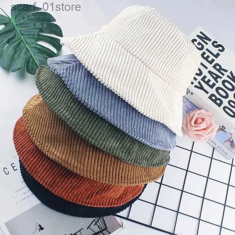 Chapéus de aba larga Chapéus de balde Chapéu de balde Mulheres Mens Corduroy Pescador Chapéu Retro Moda Outono e Inverno Chapéu Flat Bottom Bob Gorro Hip Hop PanamaL231216