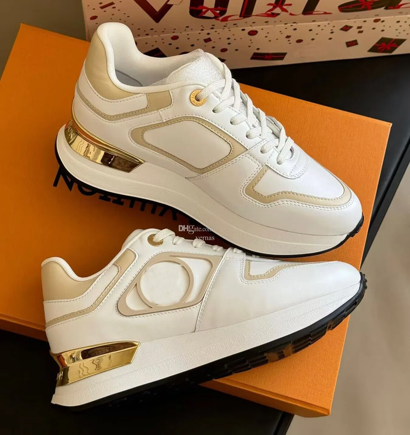 Luxe Hommes Femmes Neo Run Away Sneaker Chaussures En Cuir De Veau En Forme De Coin Coureur Plateforme De Sport Semelle Robe De Soirée Skateboard Marche EU36-46Boîte D'origine