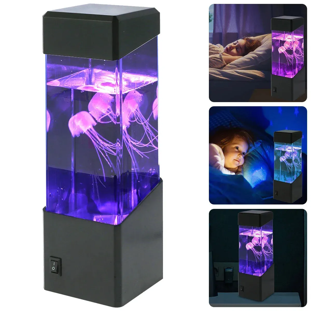 Noviteiten LED-kwallenlamp USB/batterij gesimuleerd kwallen-nachtlampje Meerkleurig veranderende aquariumtanklamp Decoratieve tafellamp 231216