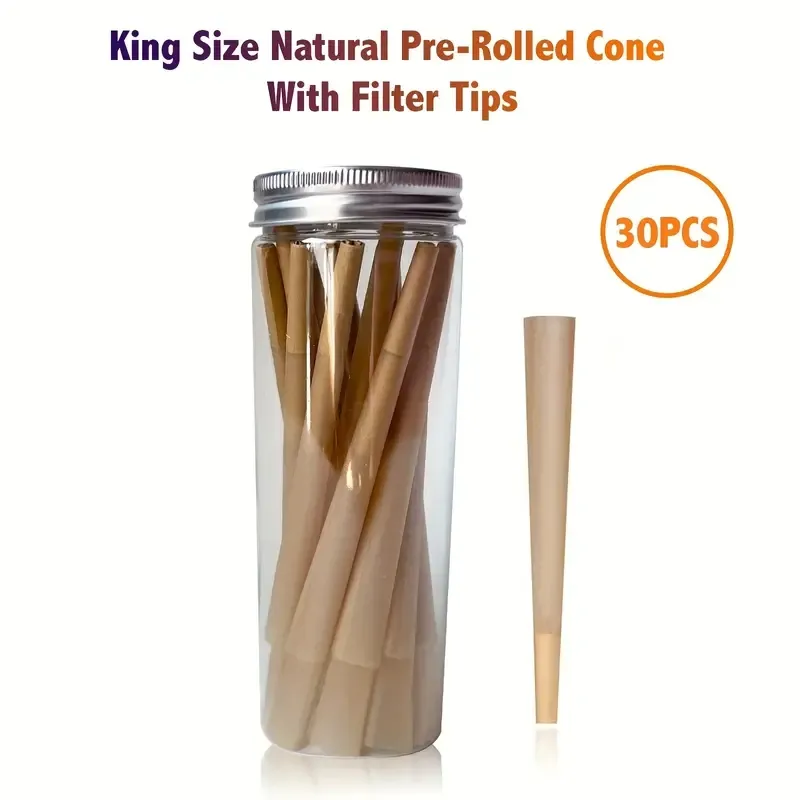 30pcs Honeypuff Pre-Rolled Cones - 110mm Tapered Paper with Tips On The Roll - Perfect For Regular Herb Grinder Flavor Paper