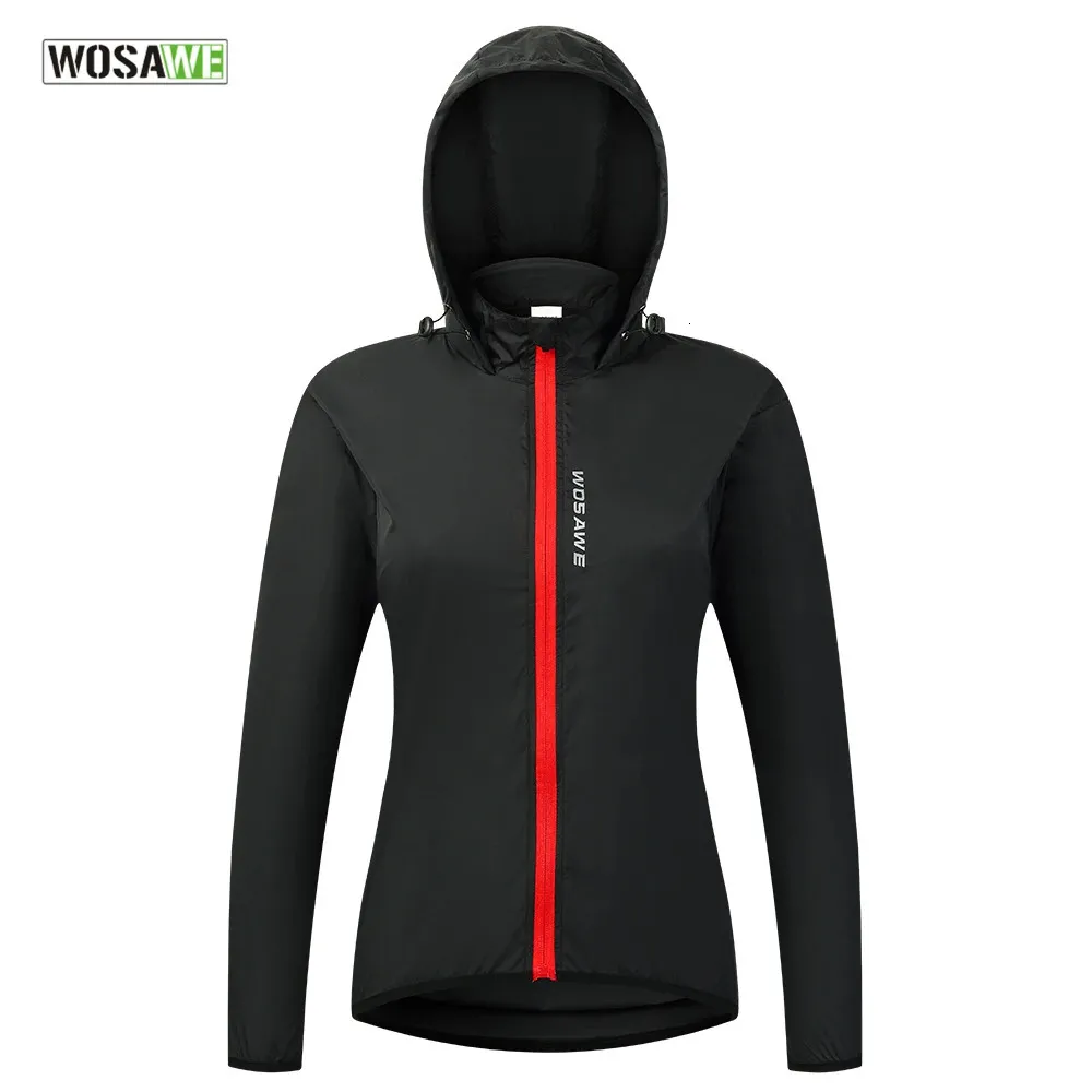 Vestes de cyclisme WOSAWE dames coupe-vent vestes de cyclisme à capuche équitation imperméable Cycle vêtements vélo à manches longues maillots réfléchissant vent manteau 231216