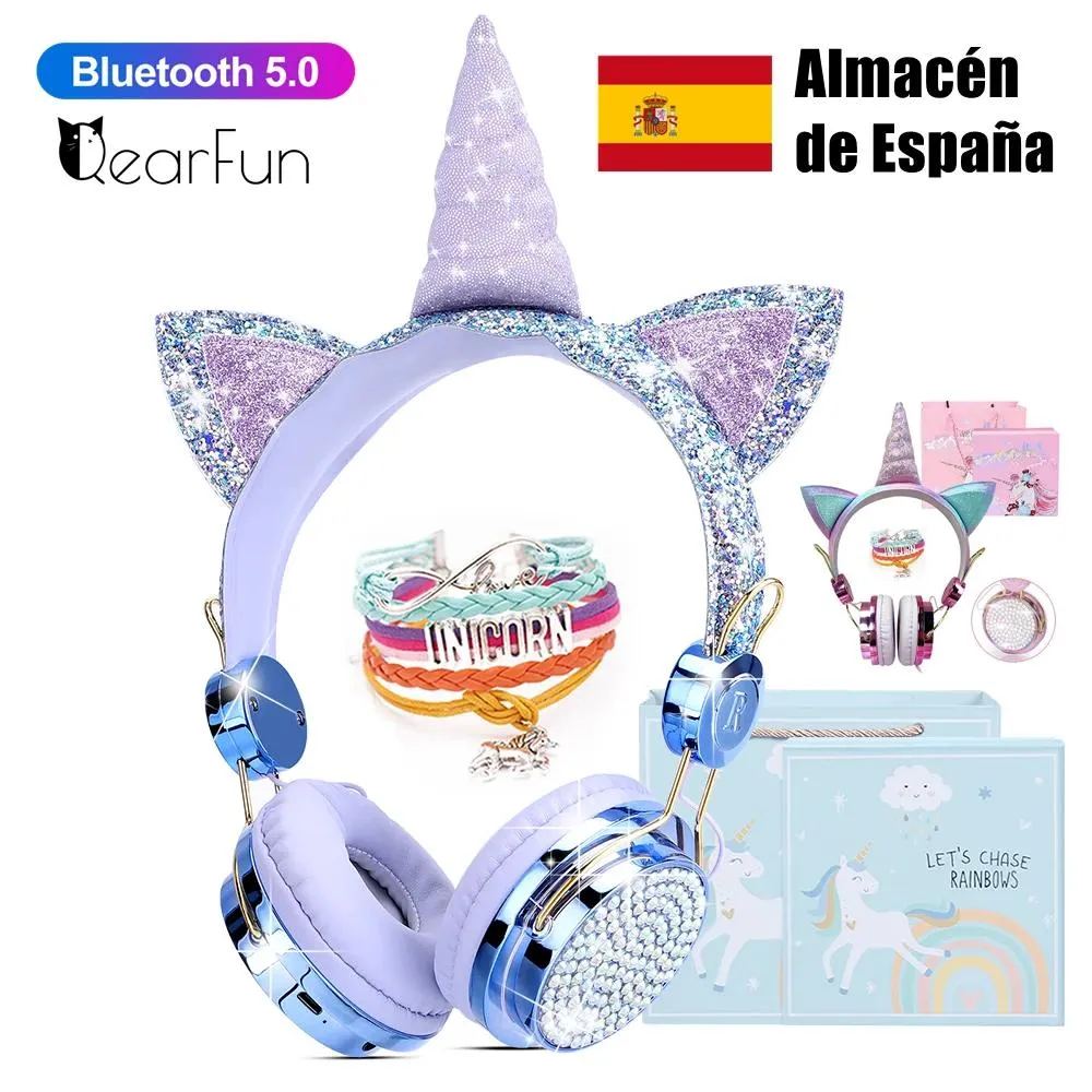 Earphones Cute Girl Unicorn Wireless Headphones With Mic Child