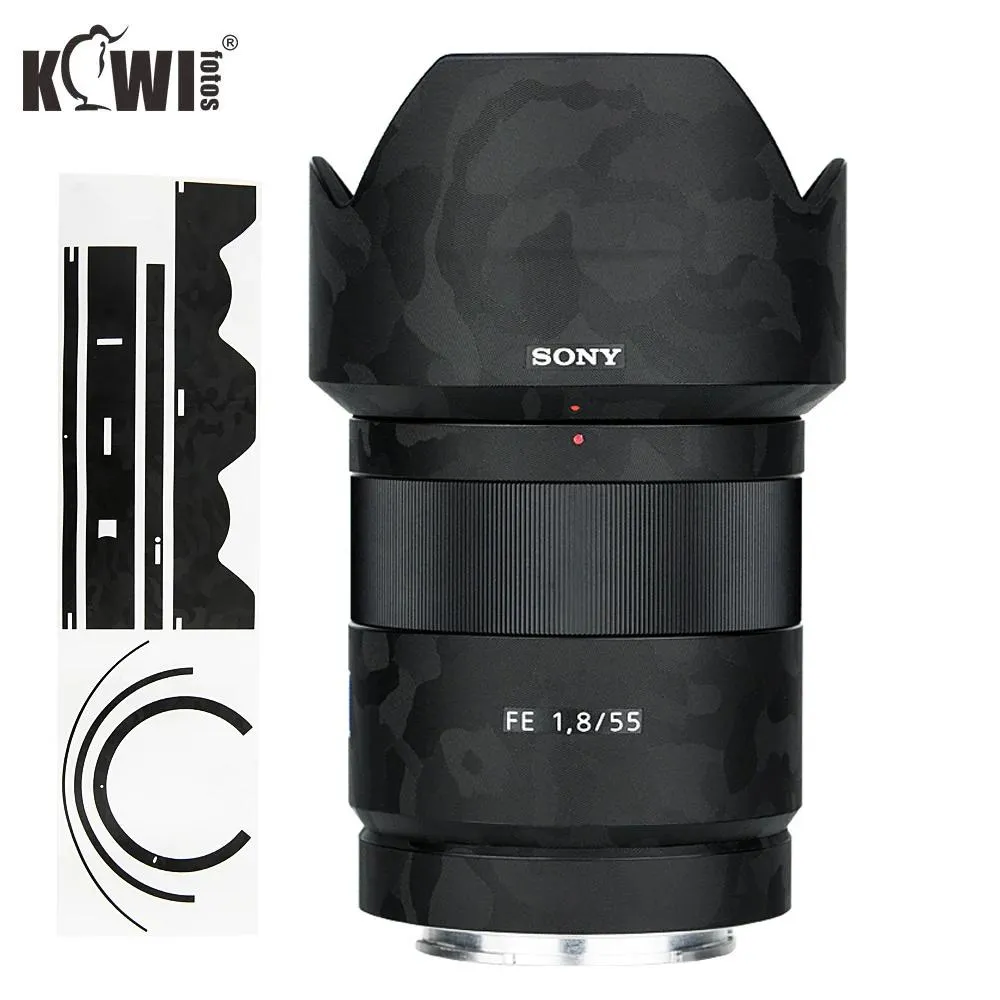 Piller Kiwi Antiscratch lens ve lens kaput kapak filmi Sony FE 55mm F1.8 ZA SEL55F18Z LENS ALCSH131 Cilt Gölgesi Siyah 3M Çıkartma